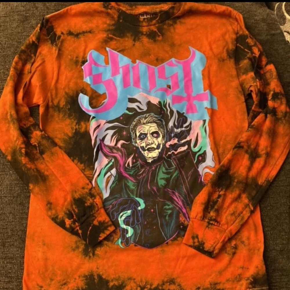 Ghost Band Long sleeve shirt medium acid wash bleach dye